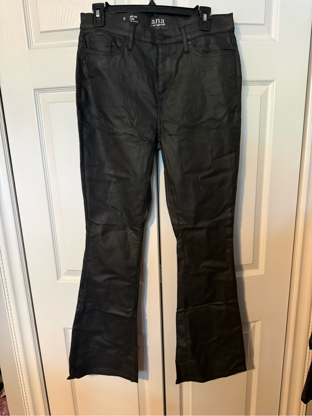 a.n.a Black Coated Flare Pants